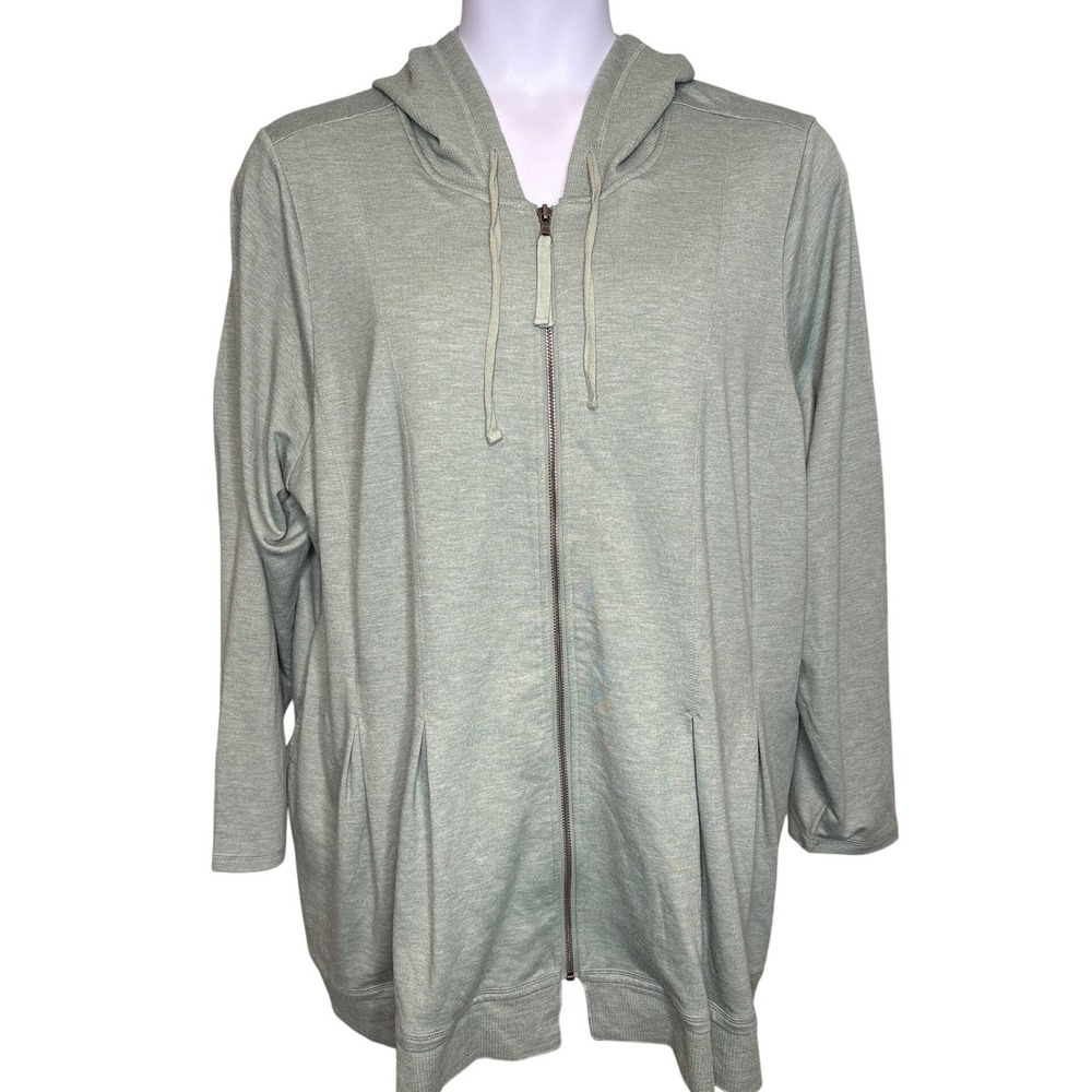 LOGO Lounge by Lori Goldstein Womens Sage Green Full Zip Hoodie Sz 3X Athleisure